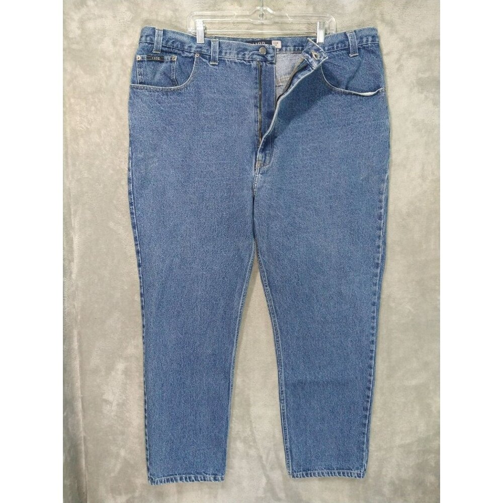 IZOD Jeans Mens 48x32 Blue Denim Classic Fit Tapered Leg High Rise Dark Wash